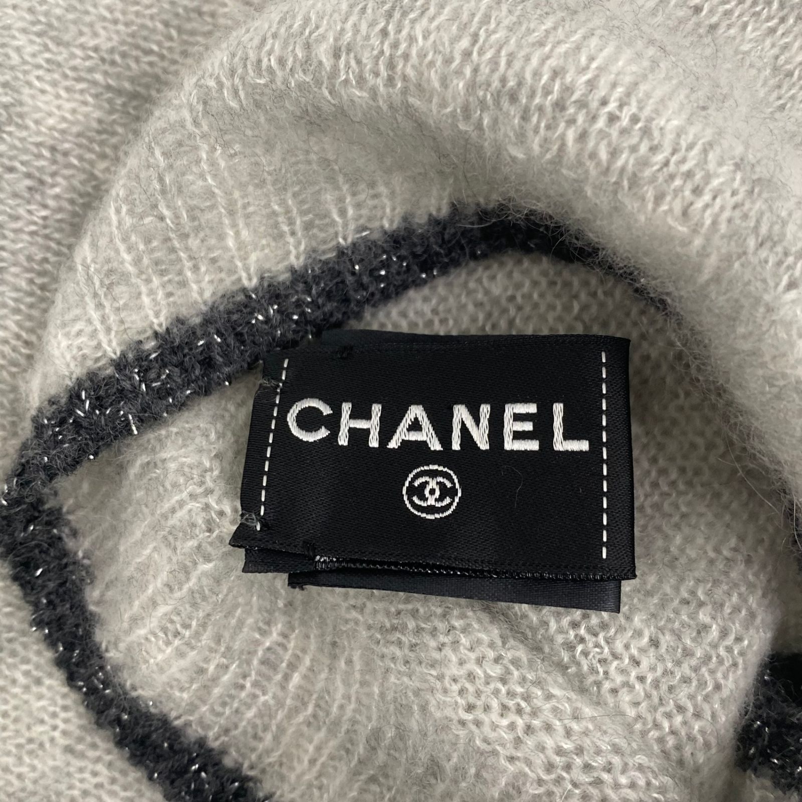 新品同様 CHANEL シャネル 帽子 ニット ココマーク カシミヤ混 ラメ