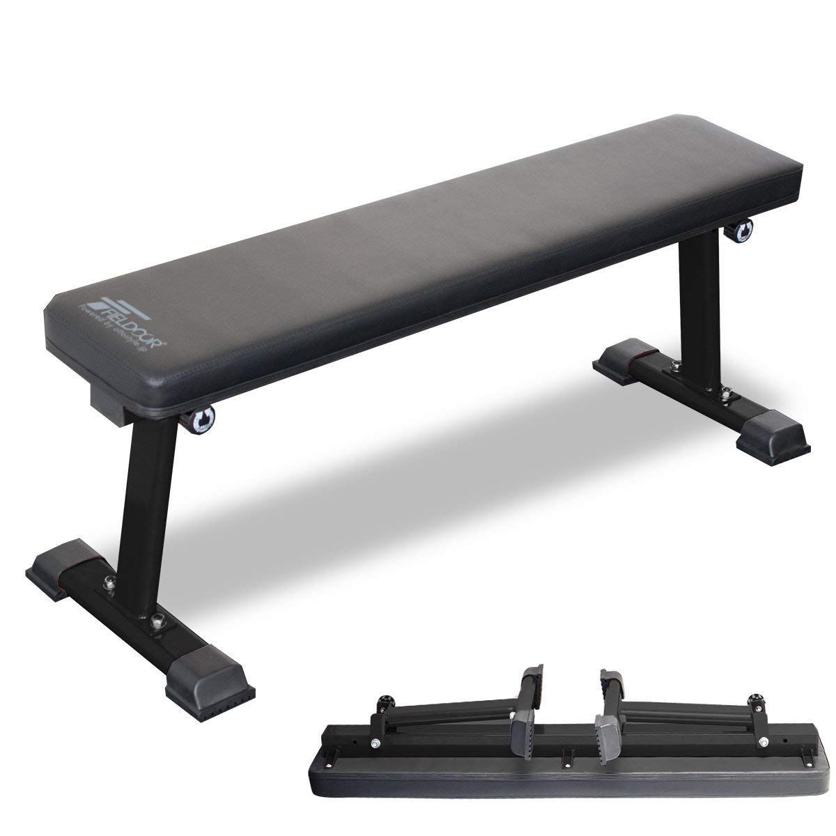 新品 FIELDOOR 折りたたみフラットベンチ フラットインクラインベンチ ダンベルトレーニング 試験済み 組み立て工具付