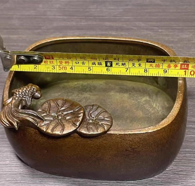 骨董品コレクション復古包漿合金銅蓮花金魚筆洗置物銅器文房四宝