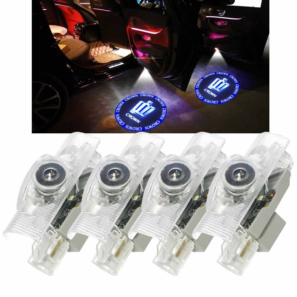 【特売】Minile クラウン用ロゴ カーテシランプ 4個セット ドアウェルカムライト カーテシライト カーテシ LEDロゴ投影 17/18/20/200/210系 クラウン シリーズ 車用ドアランプ 交換タイプパーツ for Crown C 4