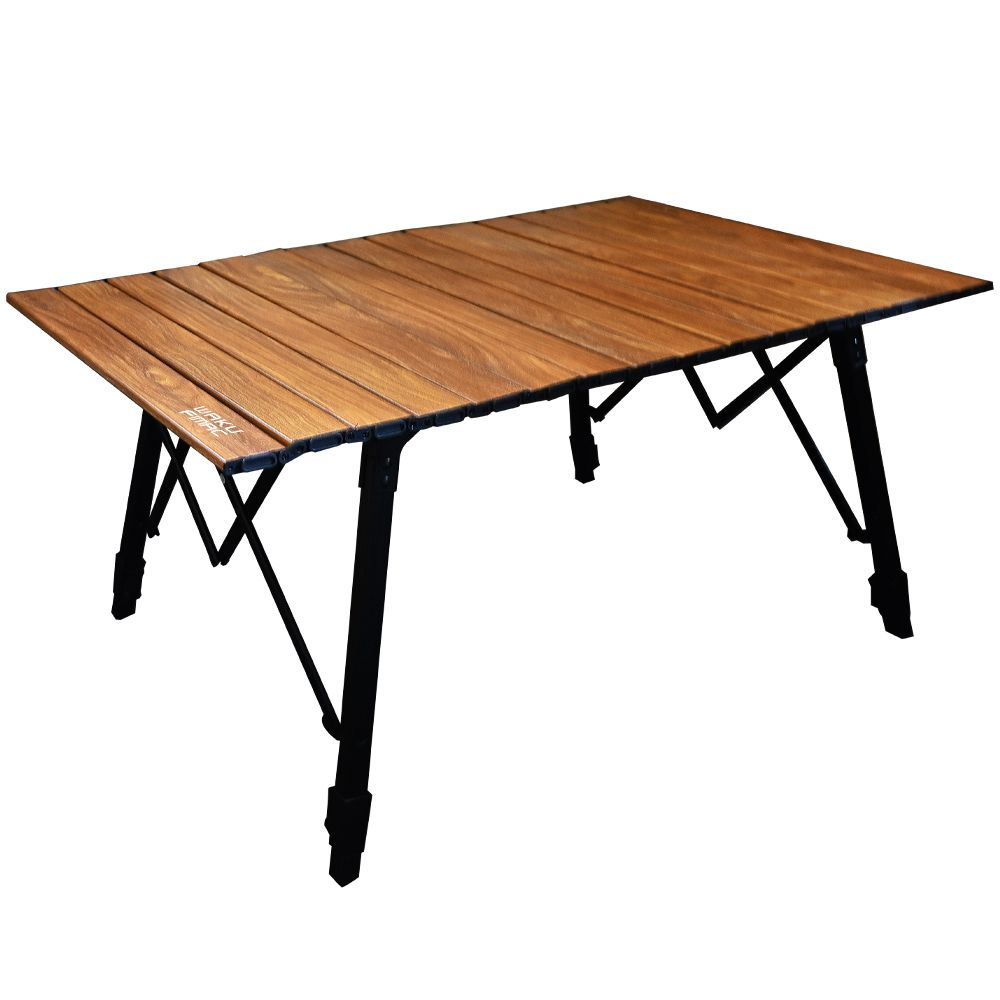 wakufimac アウトドアテーブル キャンプテーブル ウッド 調 ロールテーブル キャンプ アウトドア ロー テーブル 軽量 収納サイズ63cm 道具 ソロ おすすめ ランキング 料理 一式 セット 人気 コスパ エボニー木材風