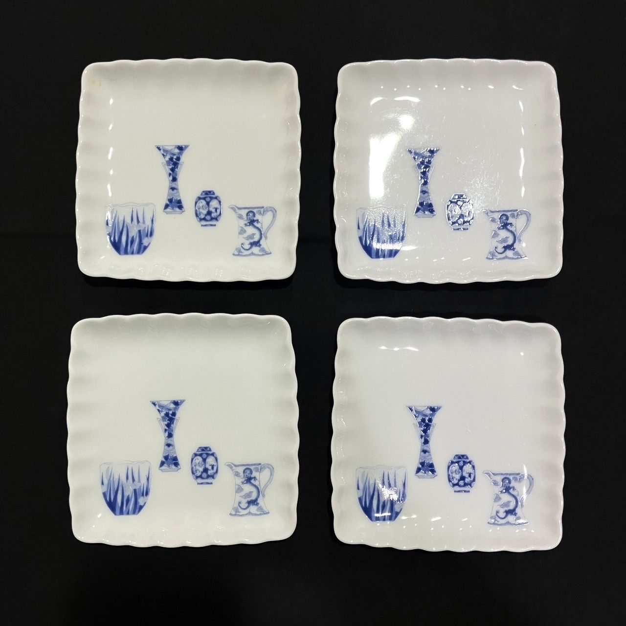 FUKAGAWA PORCELAIN 深川製磁 皿 角皿 ブルーチャイナ つぼ