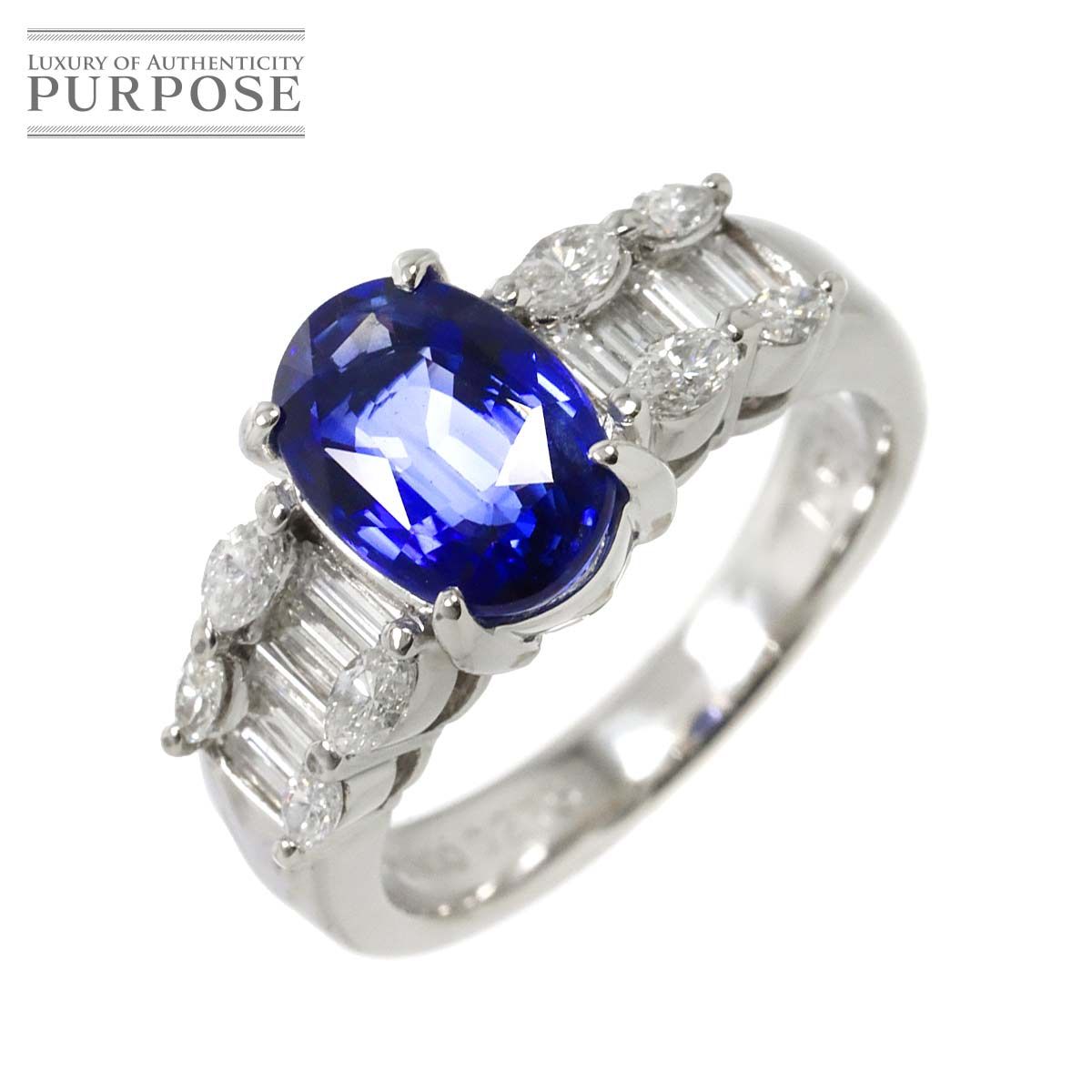 リング 11号 サファイヤ 2.75ct ダイヤ 0.79ct Pt プラチナ 指輪 鑑別書付き Sapphire Ring 90283650