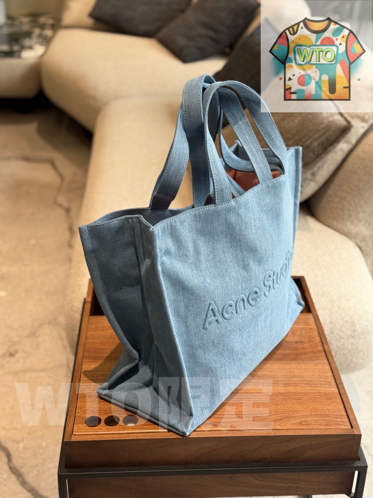 PORTER デニムダークグレー トートバッグ 今日WTO】Acne Denim Tote Bag アクネ デニム トートバッグ-WTO