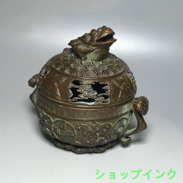 銅製 龍蓋三足檀香炉 室内薫香炉 香道具 装飾品 工芸品