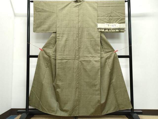 平和屋着物●生紬　媚茶色　反端付き　正絹　逸品　CAAX1058vf 平和屋着物○生紬 媚茶色 反端付き 正絹 逸品 CAAX1058vf