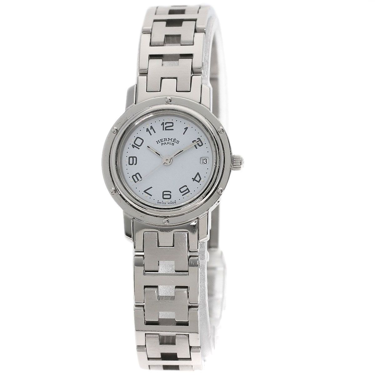 【レディス腕時計】エルメス　クリッパー　シルバー　ブルー文字盤【ブランド専用箱】 レディス腕時計】エルメス クリッパー シルバー ブルー文字盤