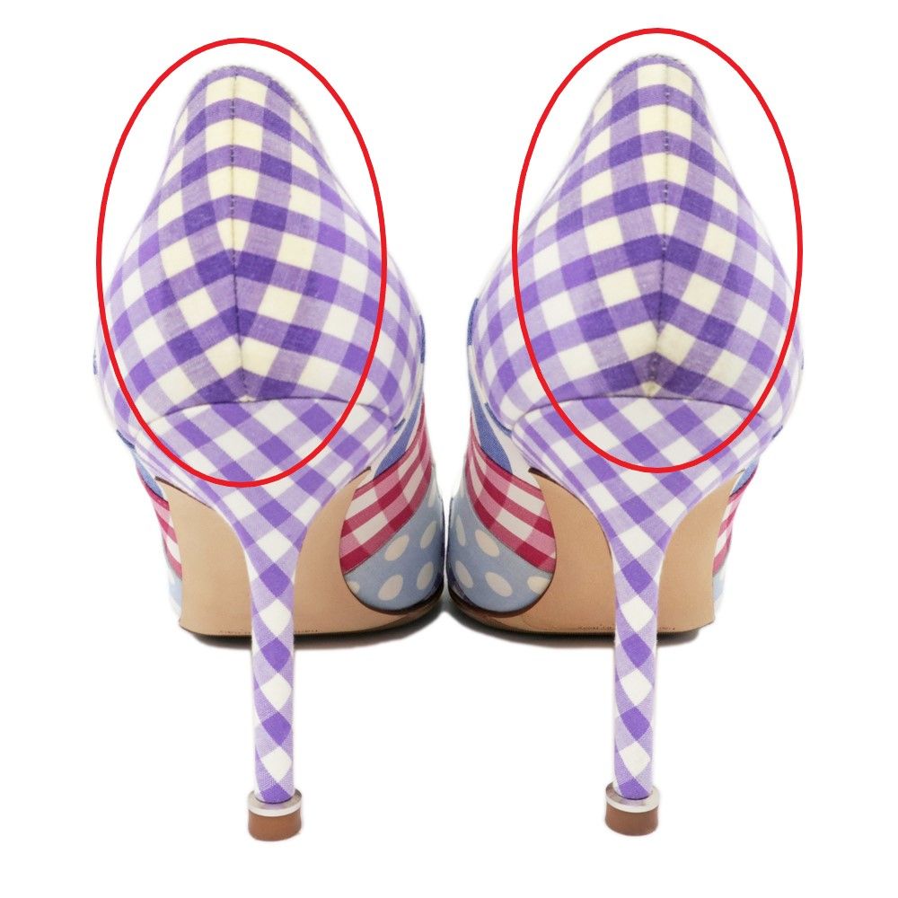 名東】マノロ ブラニク ハンギシヒール チェック サイズ38 マルチ