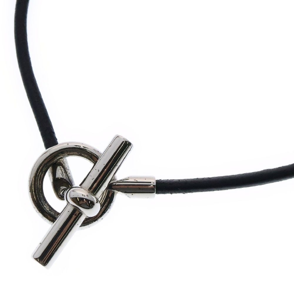 HERMES エルメス グレナン チョーカー 黒 SV金具