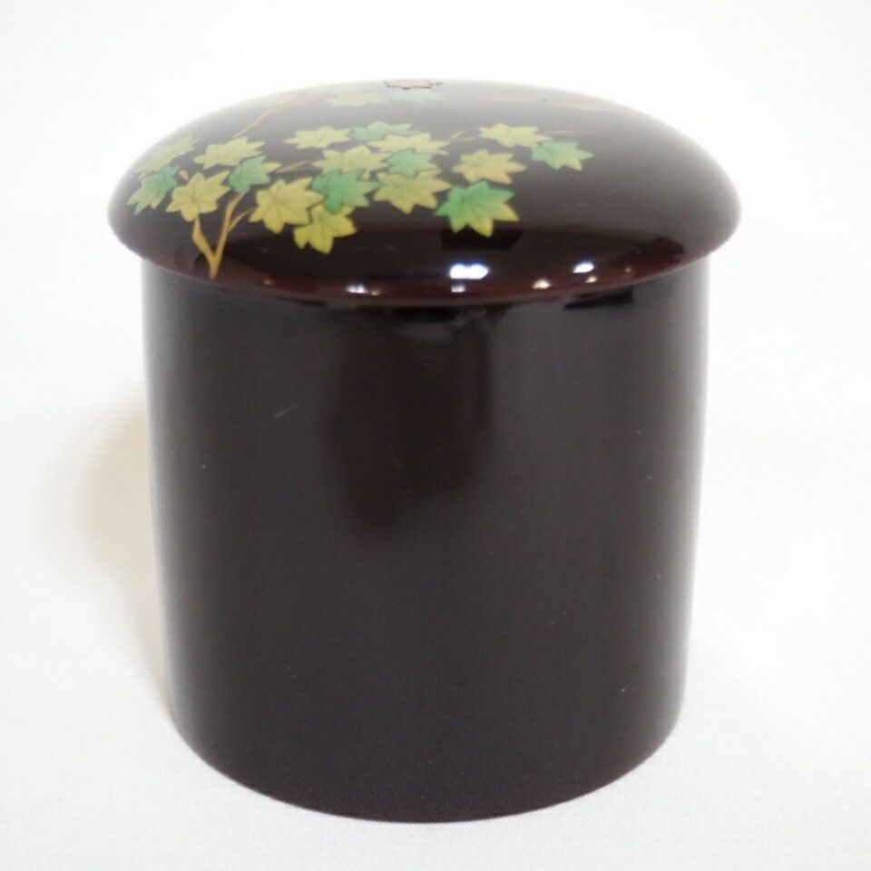 八月の特売品】蒔絵師 中出松峰作 楓蒔絵 金輪寺棗 一双 二枚蓋
