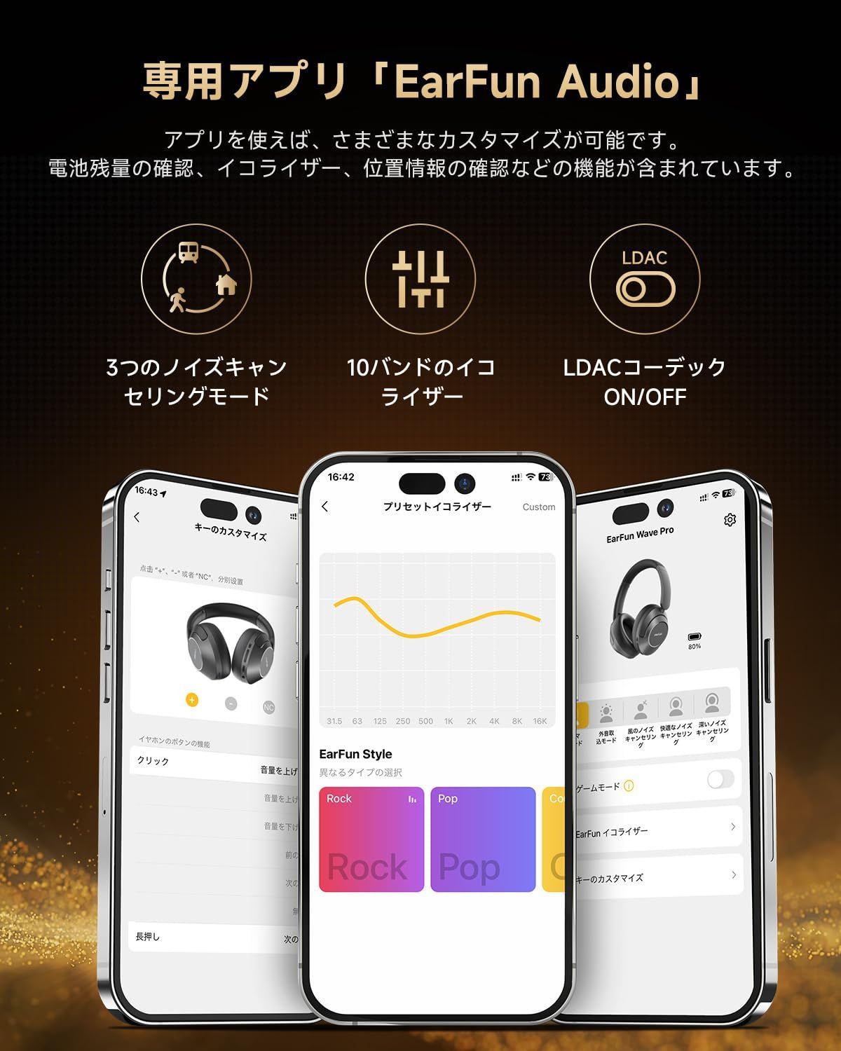ハイレゾ 最大80時間連続再生|シアターモード|マルチポイント対応|密閉型|内蔵マイク|