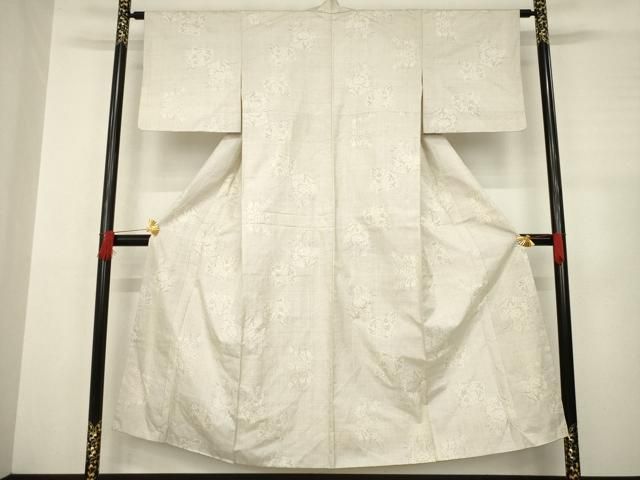 平和屋着物 本場大島紬 白大島 一元絣 色紙花文 正絹 AABC6125ck