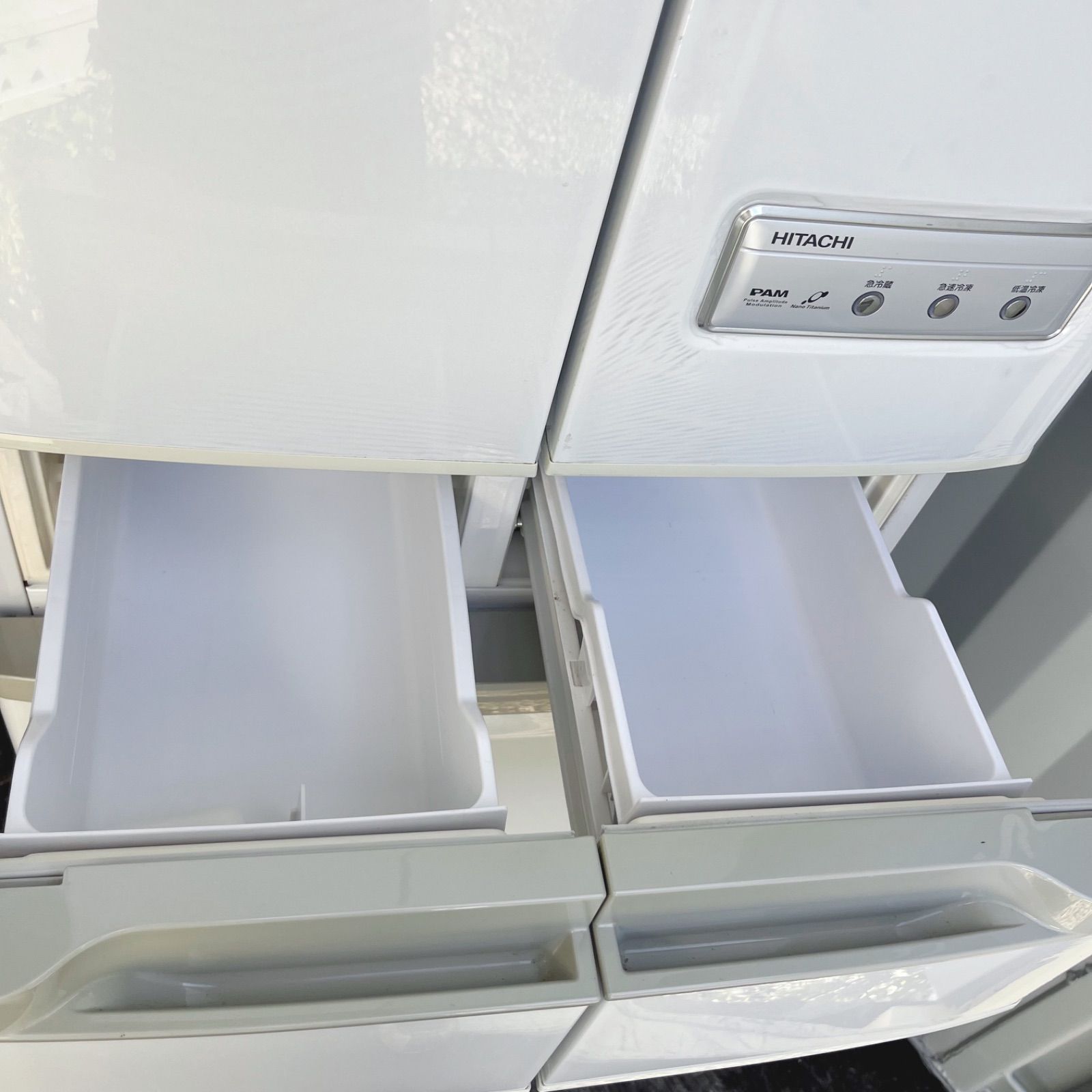 66取付無料！完動品！高性能日立自動製氷付き おしゃれホワイト6ドア冷蔵庫！ 66取付無料！完動品！高性能日立自動製氷付き おしゃれホワイト6