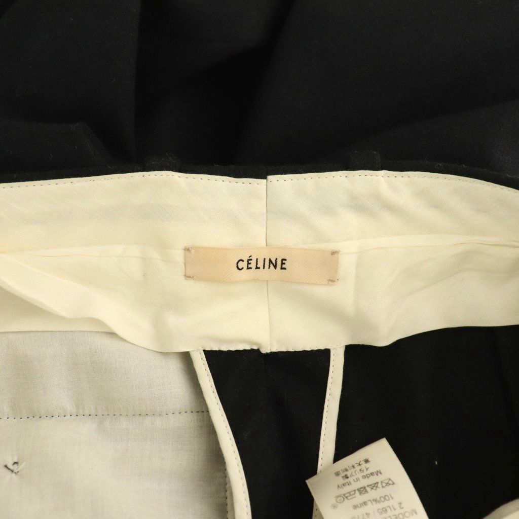 セリーヌ CELINE フィービー期 ウール ワイドパンツ 34 ブラック