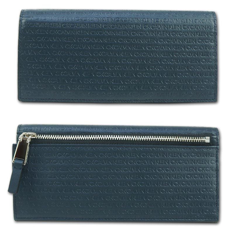 CKカルバンクライン CK CALVIN KLEIN 牛革 長財布 ネイビー 紺 - メルカリ
