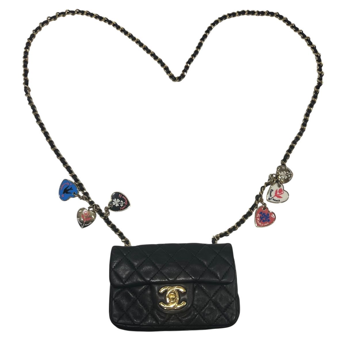 CHANEL シャネル ショルダーバッグ ミニマトラッセ チェーンショルダー バッグ バレンタインシリーズ レディース ラムスキン ブラック ゴールド金具25027235 SA