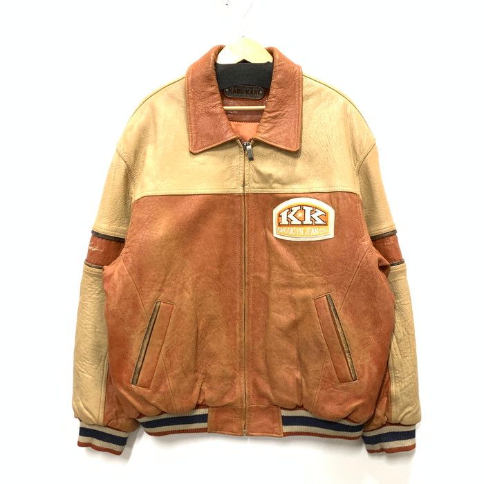 【中古品】KARL KANI レザージャケット アウター ブランド 古着 サイズ：L カラー：ベージュ メンズ 【145-250316-gm-34-fuz】