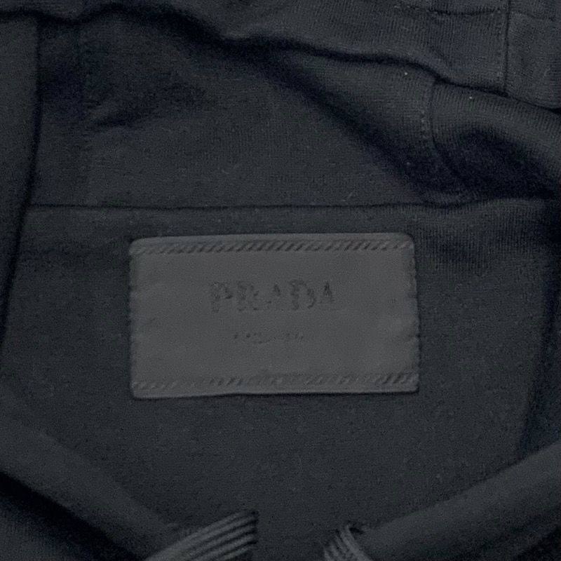 プラダ フーディ ポーチポケット コットン ロゴ ブラック プラダ PRADA トップス フーディ コットン ブラック ポーチ