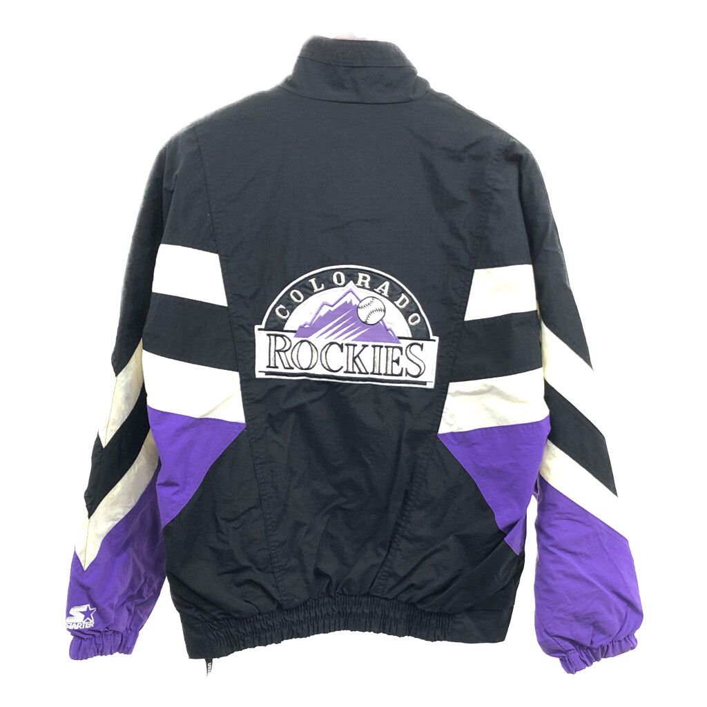 STARTER スターター コロラド・ロッキーズ ナイロン ジャケット スポーツ ハーフジップ プロチーム ブラック (メンズ L) 中古 古着 Q1491 STARTER スターター コロラド・ロッキーズ ナイロン ジャケット
