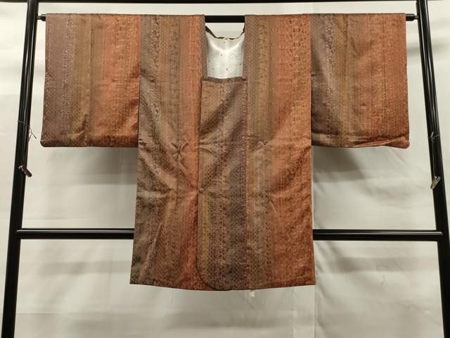 平和屋着物＃道行コート　花唐草地紋　暈し染め　ロング丈　正絹　逸品　CAAT0502dy 平和屋着物＃道行コート 花唐草地紋 暈し染め ロング丈 正絹 逸品