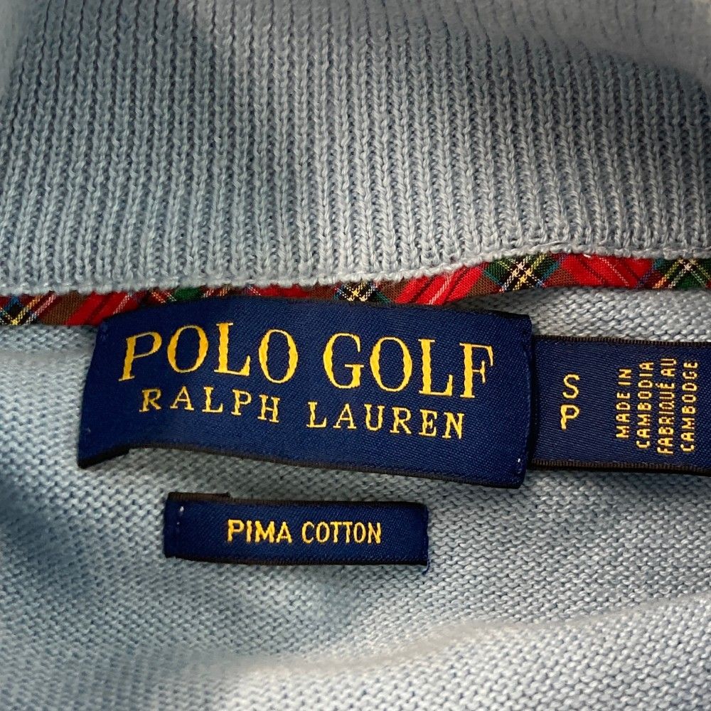 サイズ：S POLOGOLF ラルフローレン ポロゴルフ  ハーフジップ ニットセーター  ブルー系 [240101437602] ゴルフウェア メンズ ストスト サイズ：S POLOGOLF ラルフローレン ポロゴルフ ハーフジップ