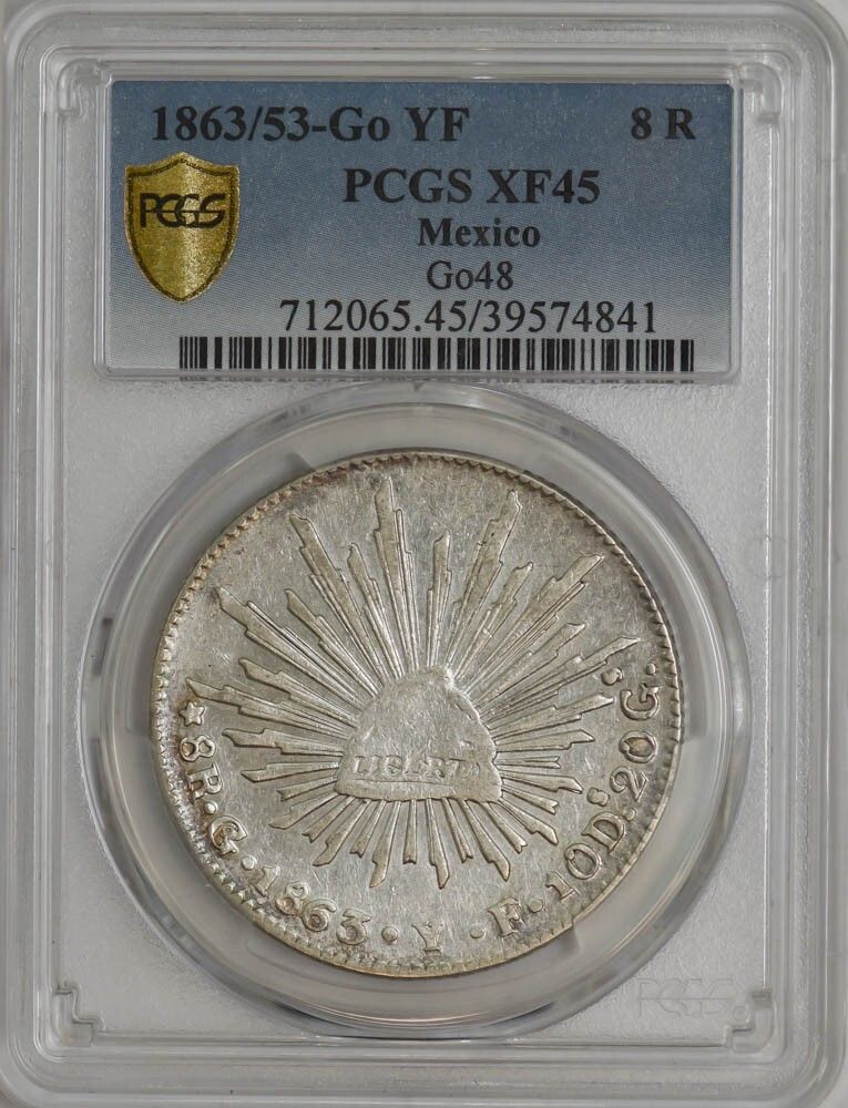 1863|53-Go YF Mexico 8 Reales Go48 XF45 Secure PCGS 944431-6