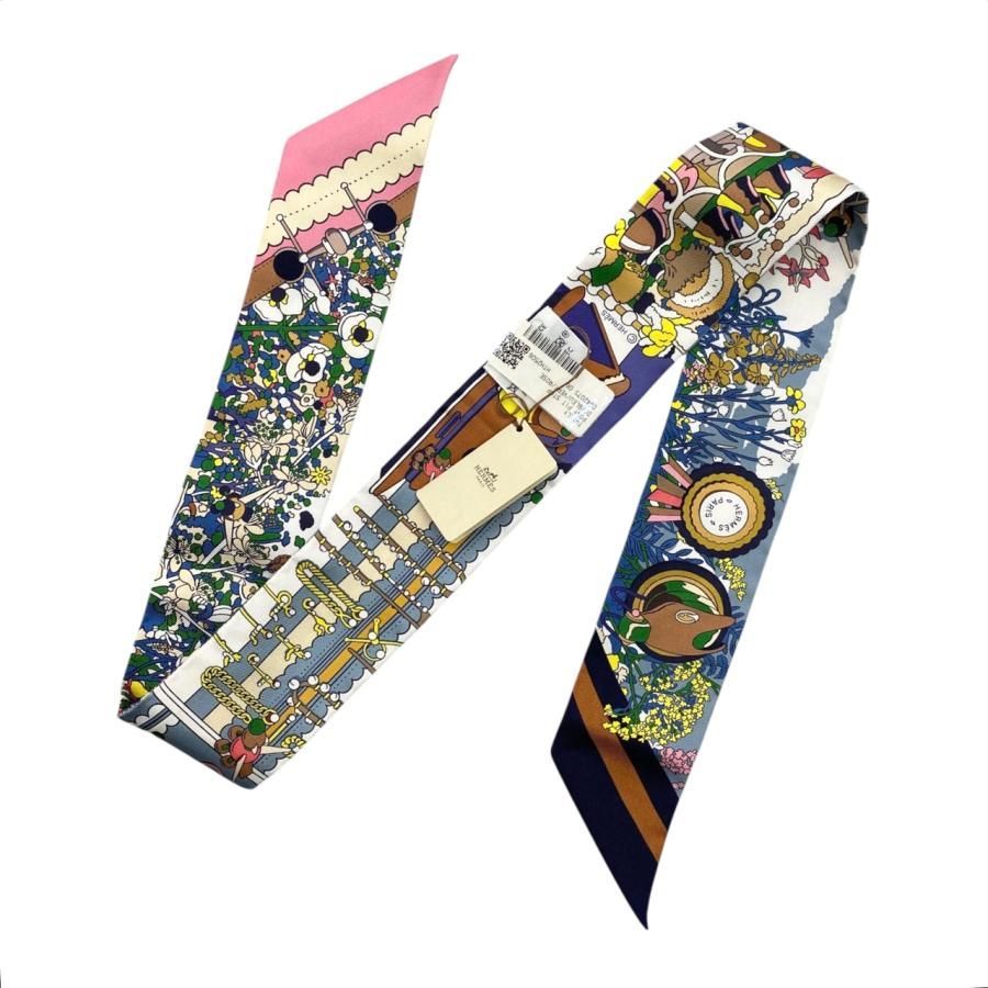 ☆E4559 エルメス シルクスカーフ ツイリー ポニー・ピット