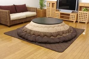新品・2営業日で発送】イケヒコ しじら 円形こたつ厚掛敷布団セット 『