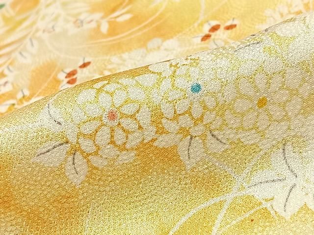 平和屋着物▽上質な小紋 単衣 紬地 型染め 花唐草文