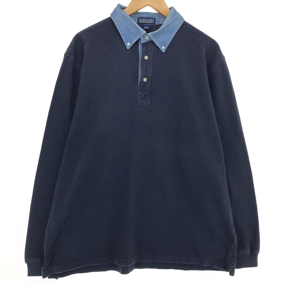 古着 90年代 ランズエンド LANDS' END 長袖 ポロシャツ メンズXL相当 ヴィンテージ/eaa413849