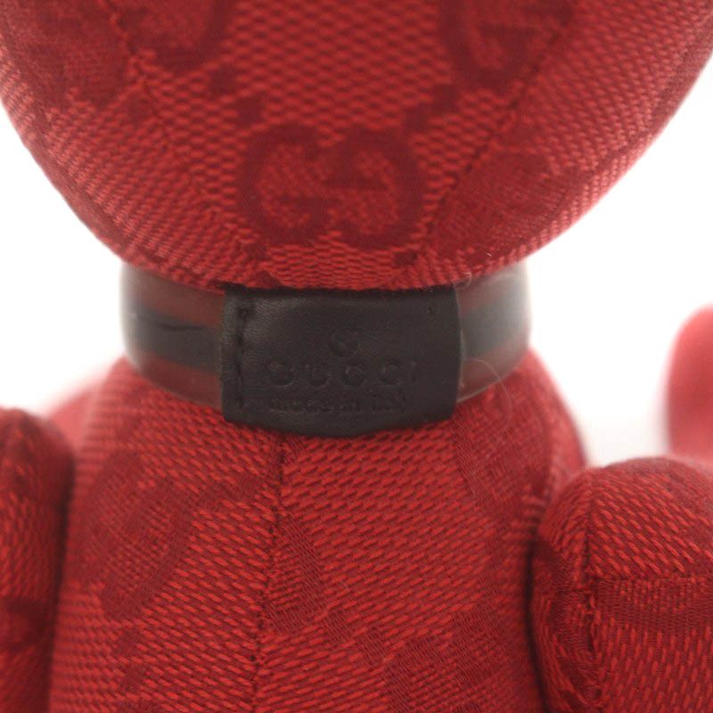 グッチ GUCCI テディベア ぬいぐるみ キャンバス GG柄 くま クマ 赤