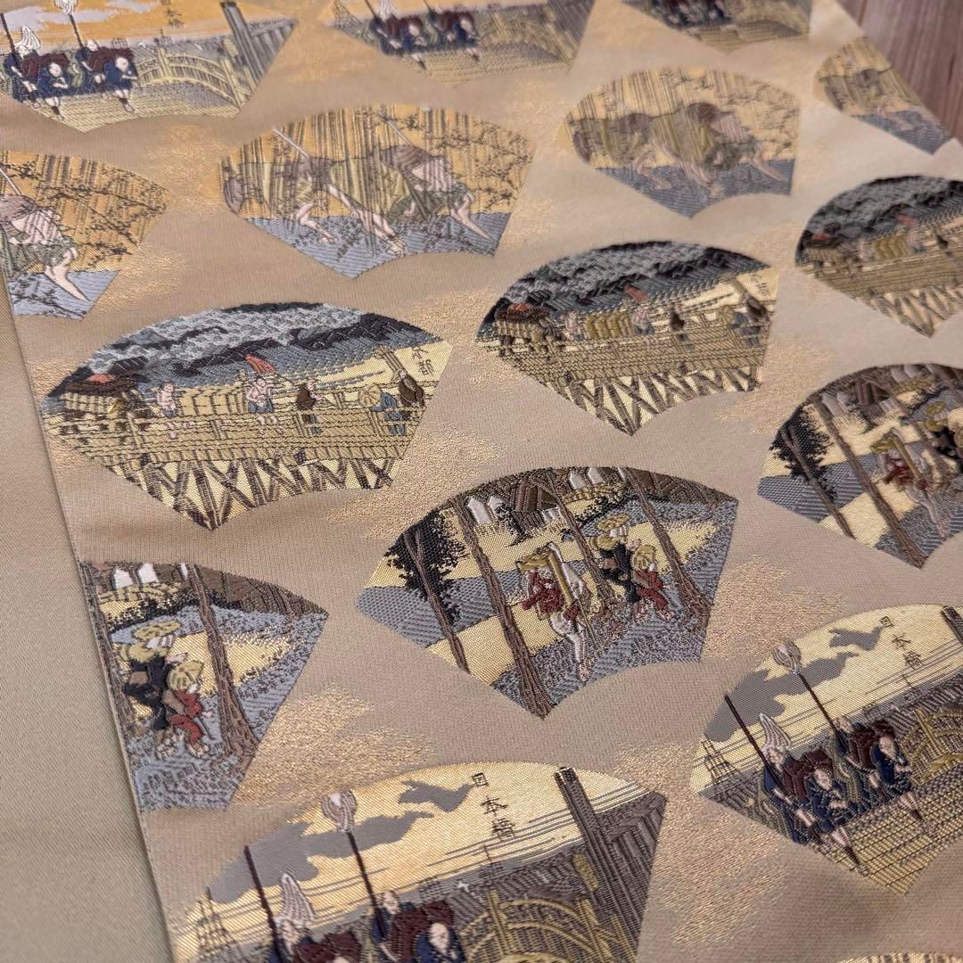 未使用品 美品傑作 正絹 六通袋帯 着物 正絹 457 金糸 東海道 未使用品 美品傑作 正絹 六通袋帯 着物 正絹 457 金糸 東海道