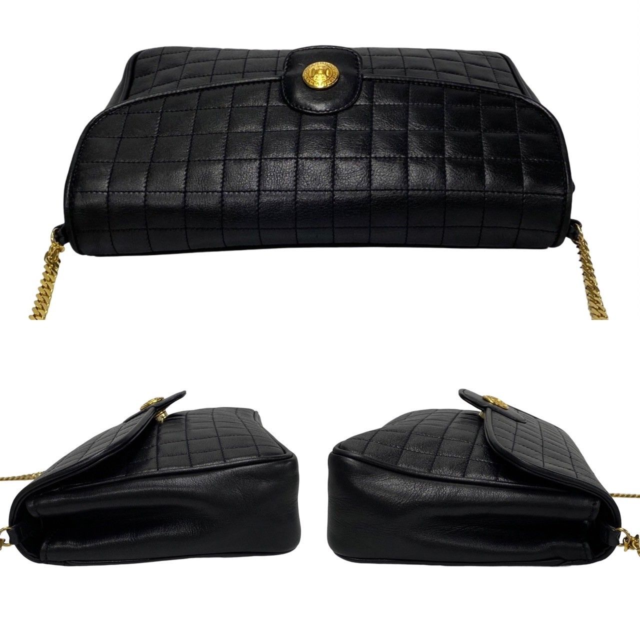 CELINE /セリーヌ トリオンフ ロゴ キルティング レザーショルダー黒