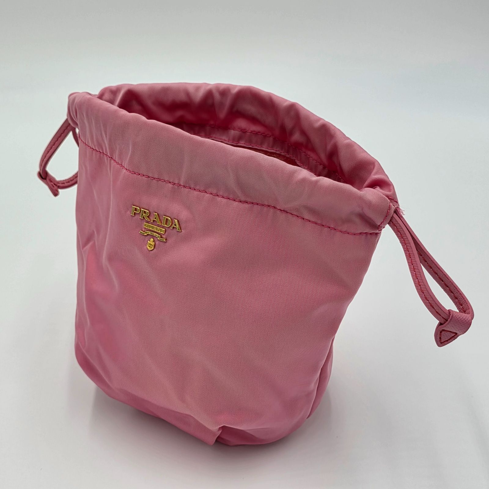 中古／AB】PRADA ロゴ ナイロン 巾着 ポーチ ハンドバック