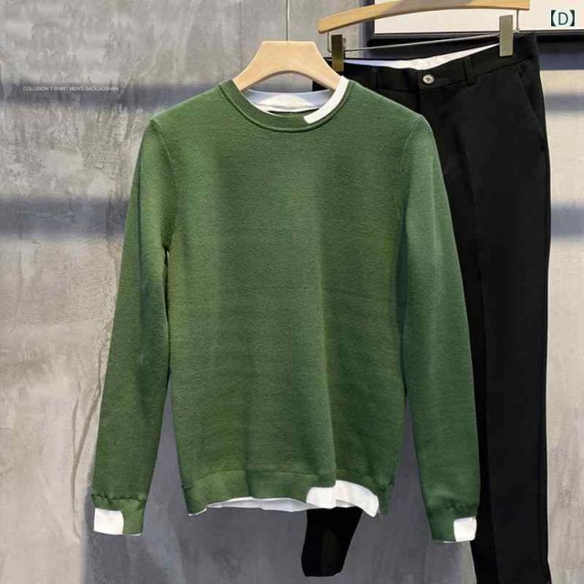 種類11：3XL/F：LR#Q7 ブラック 秋冬 コーデ メンズ  服 シンプル ファッション オシャレ 大人 かっこいい 大きいサイズ ストリート 紳士服  フェイク ツーピース セーター スリム ニット トップ OUTFITS７ この冬の本命アイテム「今っぽ」着こなしコーデ｜LOUNIE