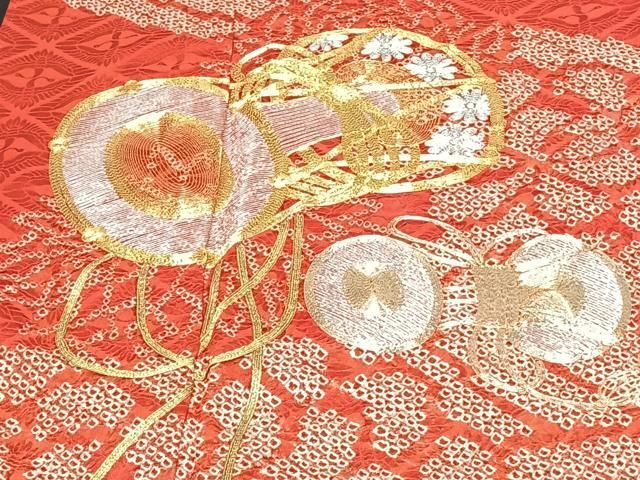 豪華 振袖 絞り 金駒刺繍 裄67 着物 正絹 袷 広衿 RK-2492 豪華振袖 駒刺繍 絞り 草花文 金彩 正絹 逸品 成人式 パーティー