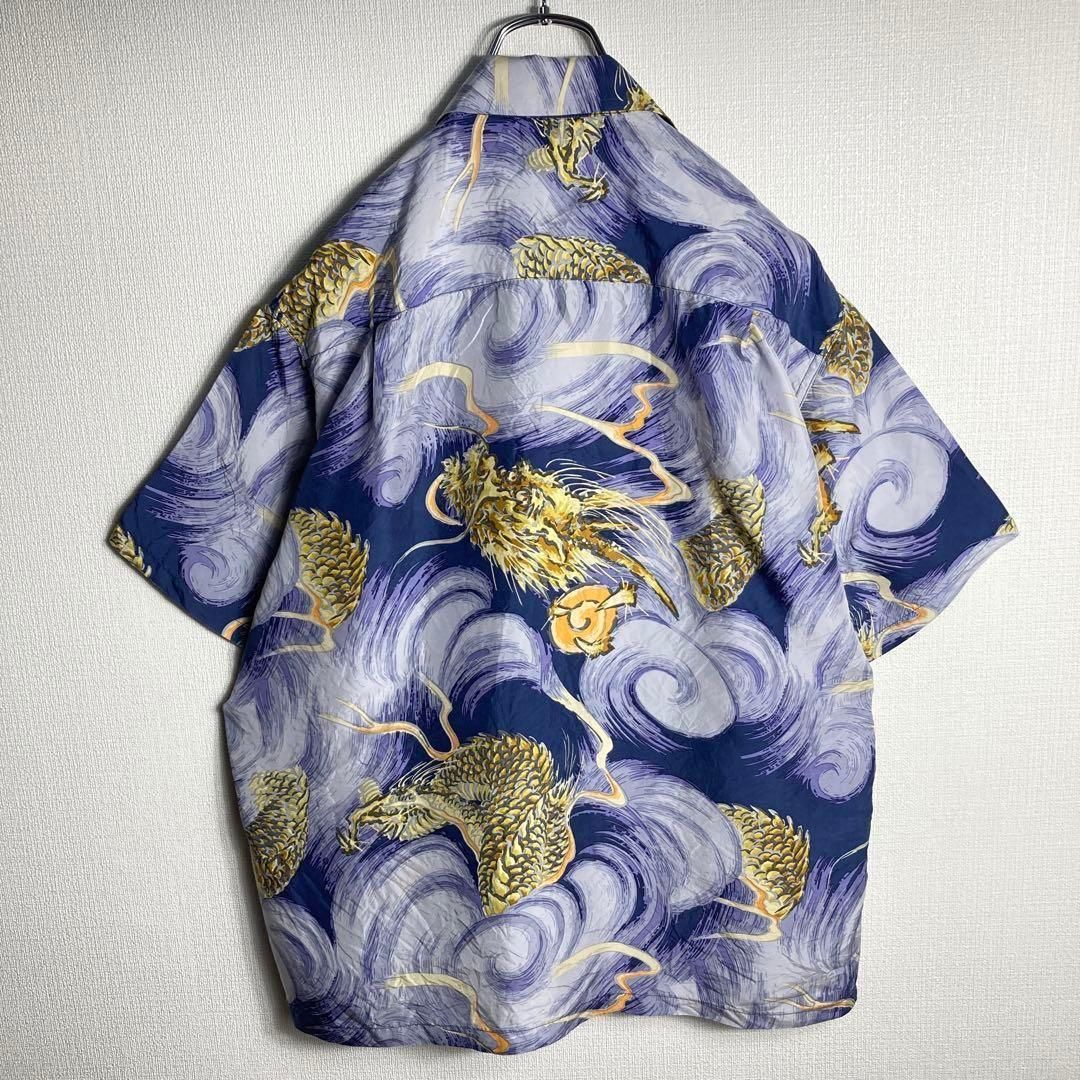 即完売モデル】サンサーフ 開襟 半袖 アロハシャツ 龍 ドラゴン M 