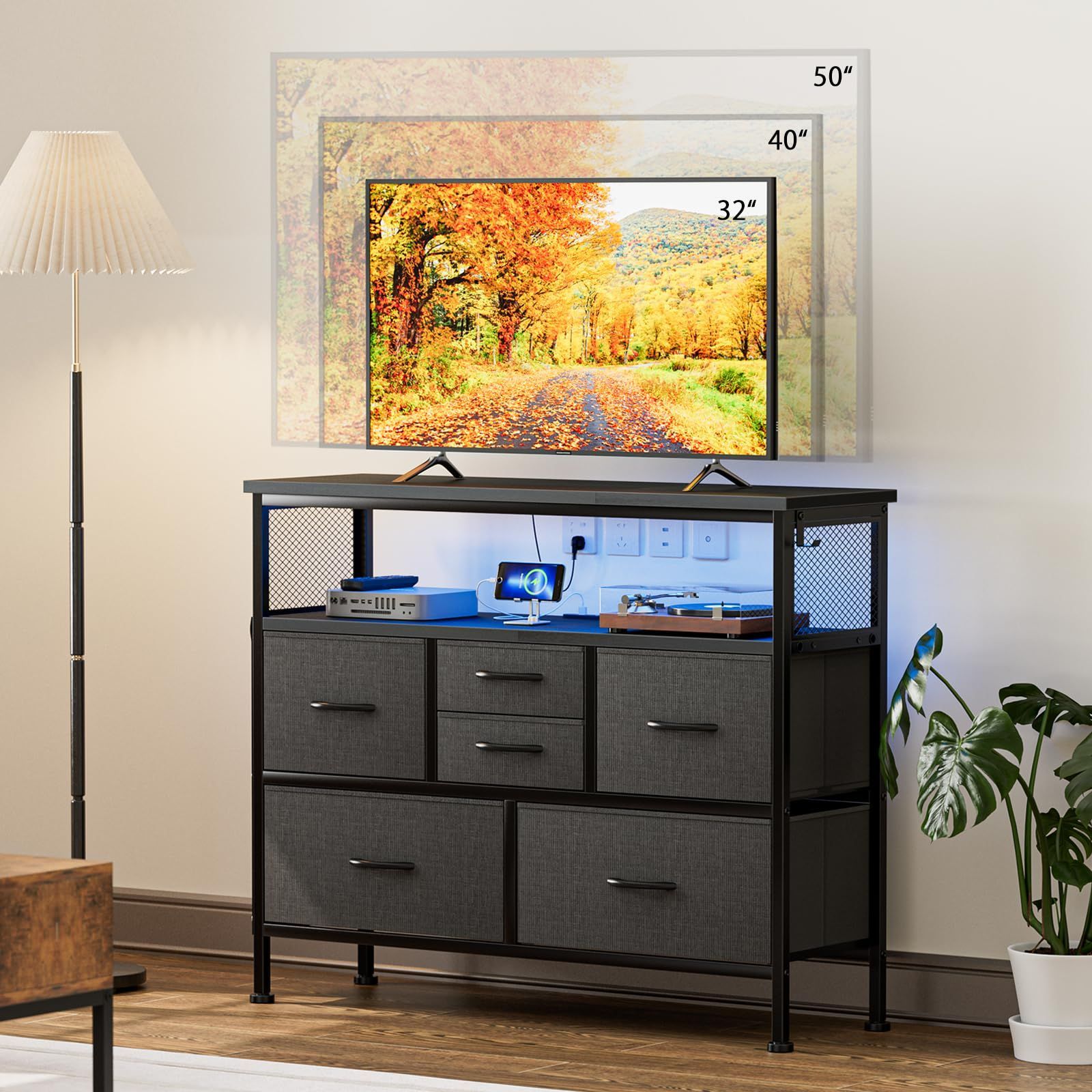 テレビボード 収納ボックス 布製 USBポート付き洋服タンス マルチ
