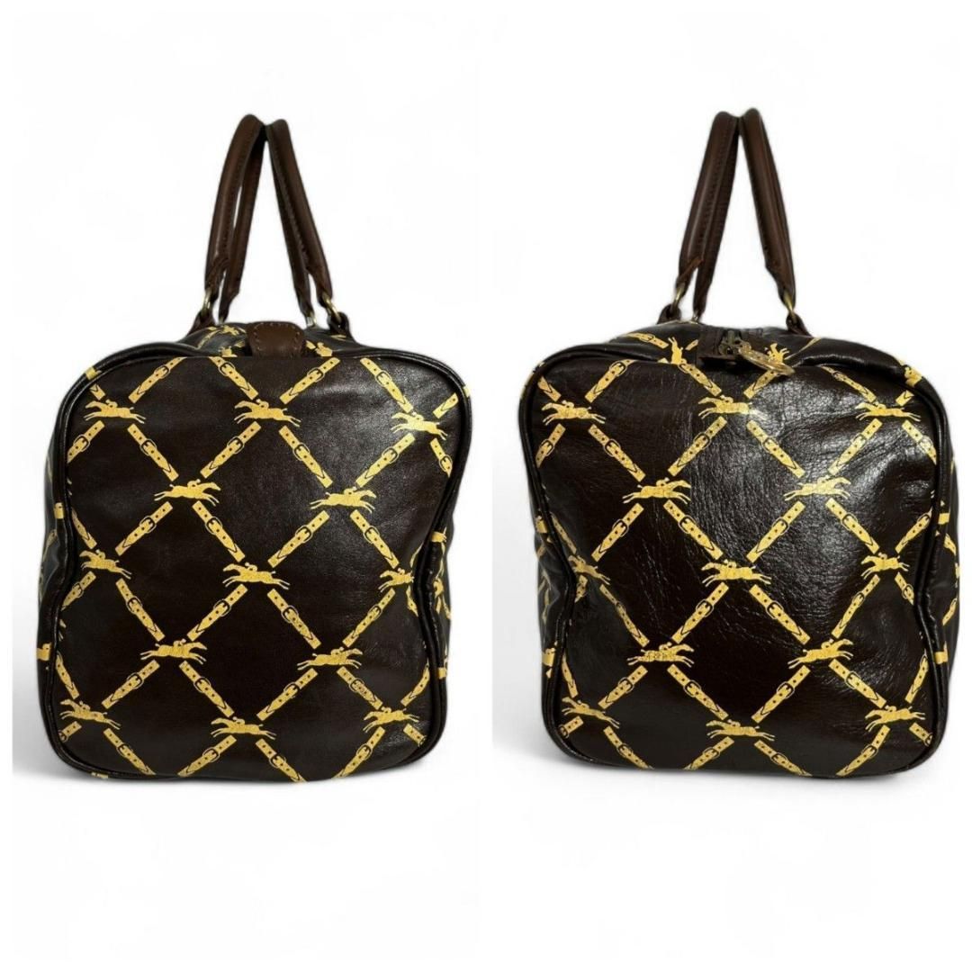 希少 美品 ロンシャン ボストンバッグ オールレザー 大容量 旅行 ゴールド ロンシャン LONGCHAMP ボストンバッグ プリアージュ Lサイズ ブラウン