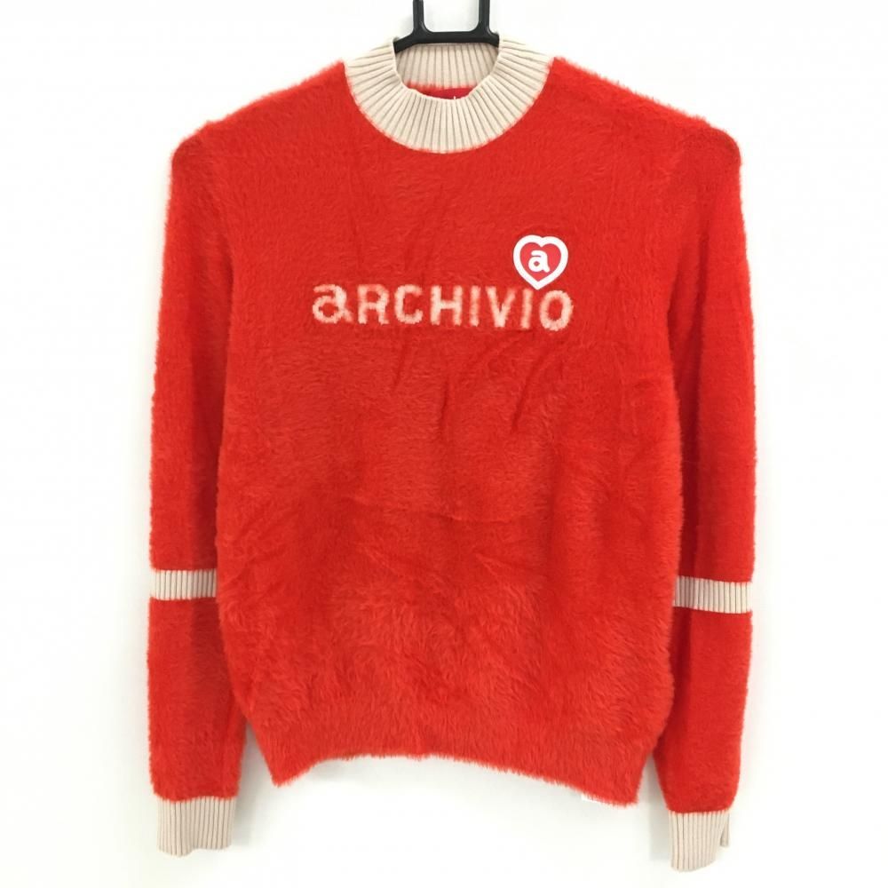 超 アルチビオ セーター オレンジレッド×ベージュ シャギーニット レディース 36 S ゴルフウェア 2025年モデル archivio