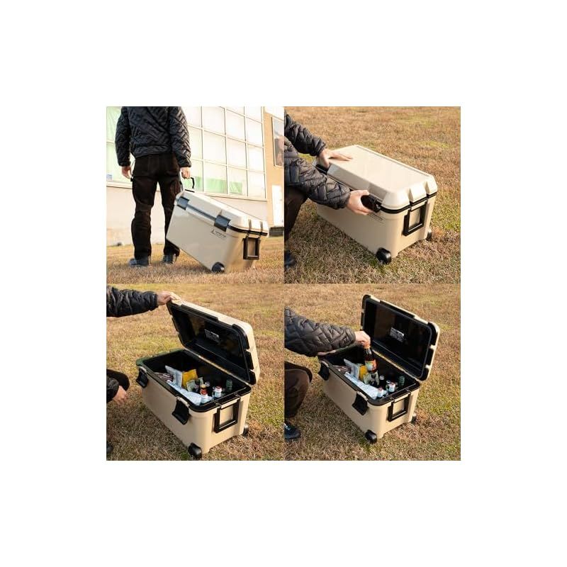 ♥品 キャプテンスタッグ CAPTAIN STAG クーラーボックス ホイールクーラー 容量45L 水抜き栓付き 日本製 ベージュ CSシャルマン UE-90 0