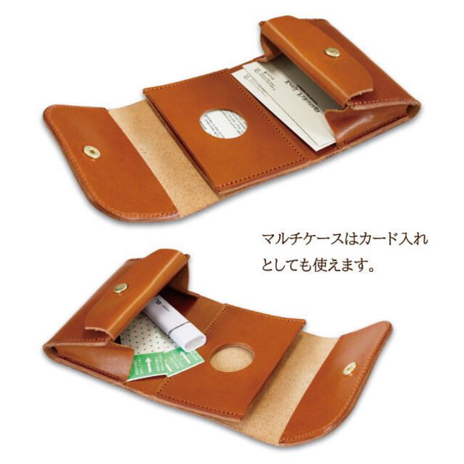カーキ 栃木レザー 1033 丸窓付きコンパクト 三つ折り財布 牛革