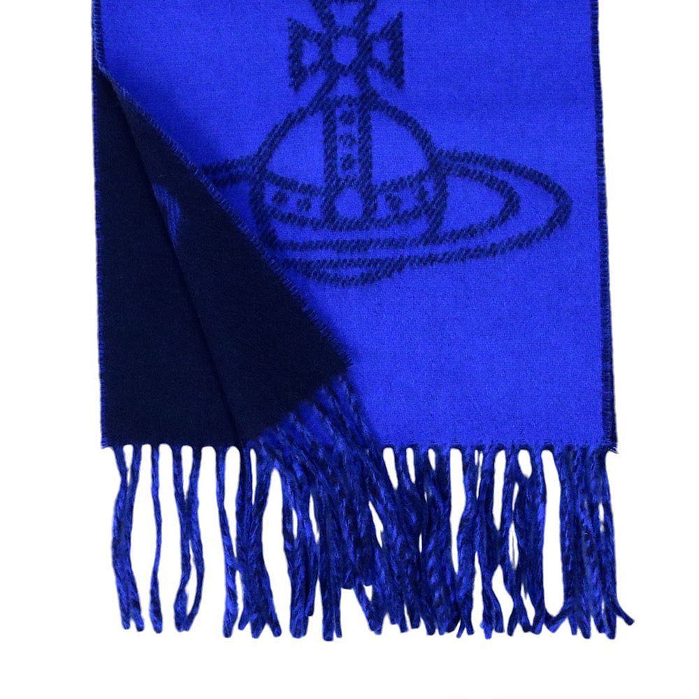 ヴィヴィアンウエストウッド VIVIENNE WESTWOOD マフラー レディース メンズ ビッグオーブ ロゴ 刺繍 ロイヤルブルー 人気 ブランド おしゃれ 誕生日 記念 プレゼント ギフト