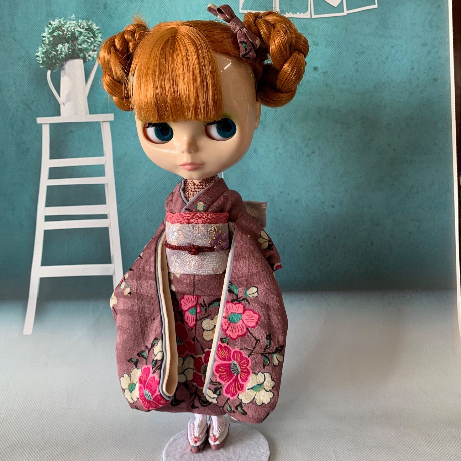 ブライス着物 （草履付き）☆リカちゃん着物（草履付き）☆ブライス☆リカちゃん ブライス、リカちゃん(22cmドール)用大振袖フルセット 正絹総裏