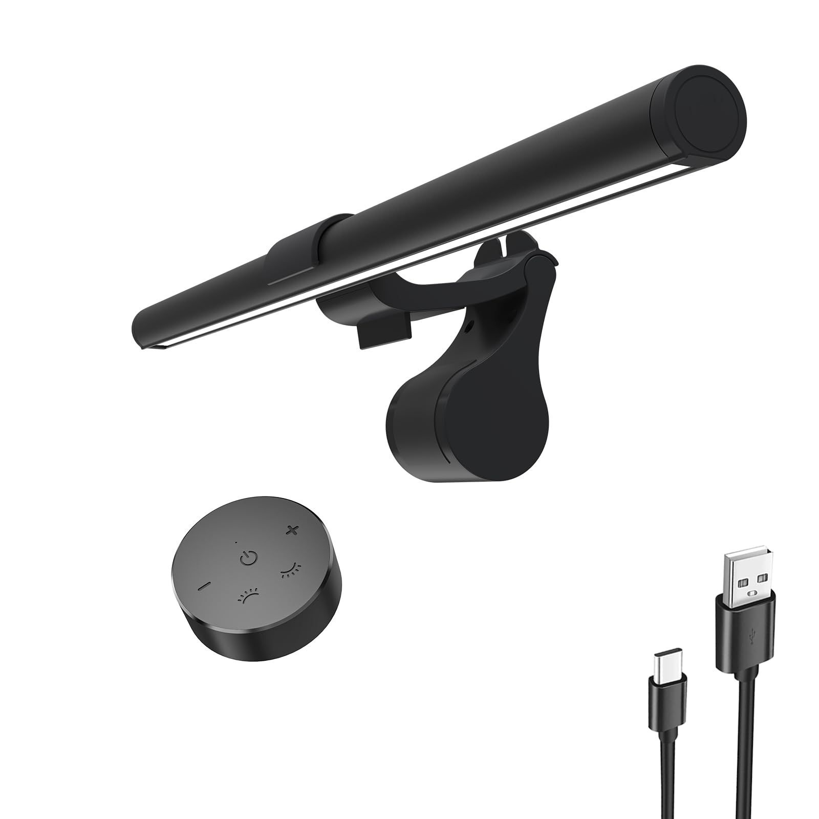 【在庫処分】3種類色温度 無段階調光 目に優しい PCライト USB給電 記憶機能 前後双光源 掛け式ライト 明るい 41cm デスクライト パソコン専用 バーライト リモコン付き 黒 モニターライト Iseeb