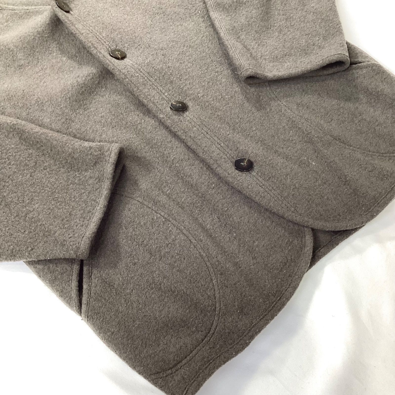 Jurgen Lehl ヨーガンレール　ウールコート　ノーカラー　グレー系　M JURGEN LEHL ヨーガンレール コート ウール ノーカラー