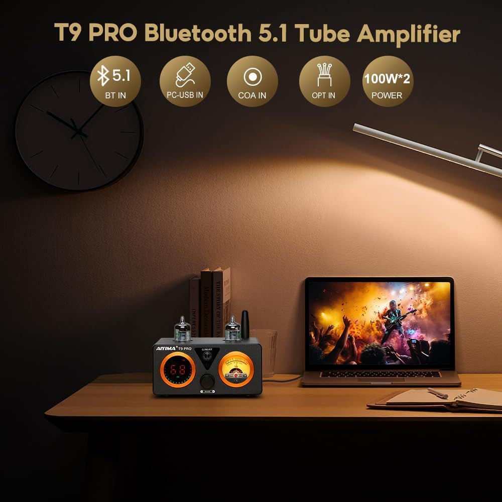 数量限定】200W Bluetooth PRO 5.0 真空管アンプ T9 D級HiFiデジタル