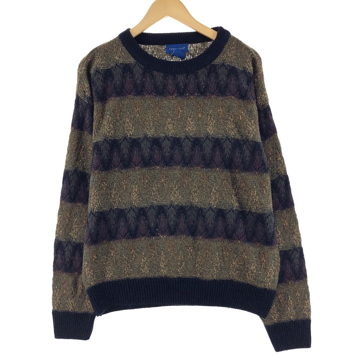 古着 タウンクラフト TOWN CRAFT 総柄 アクリルニットセーター メンズXL/eaa368878