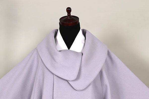 eha3310 カシミヤ混 ロール衿 和装用 ロングコート ラベンダー