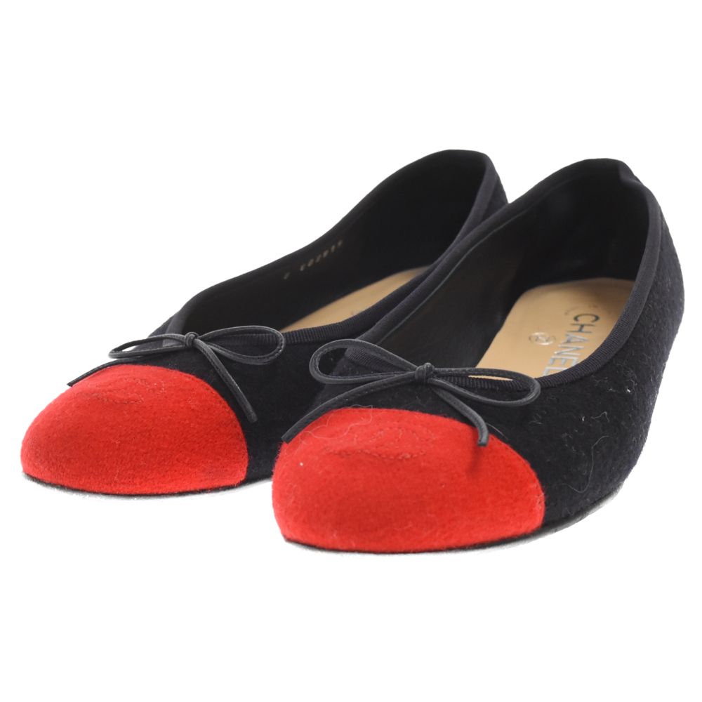 CHANEL（シャネル）　バイカラーパンプス　フラット シャネル CHANEL パンプス フラットパンプス バイカラー ネイビーレッド